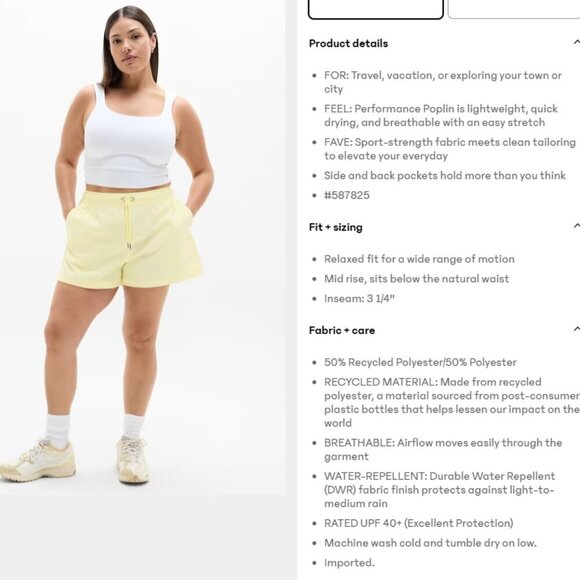 NWT Athleta Midday Mid Rise Poplin Shorts Women’s Size XL - Citron/Yellow - Picture 10 of 10